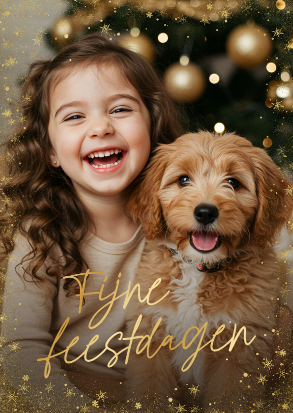 Kerstkaarten - Stijlvol kerstkaartje eigen foto fijne feestdagen goud