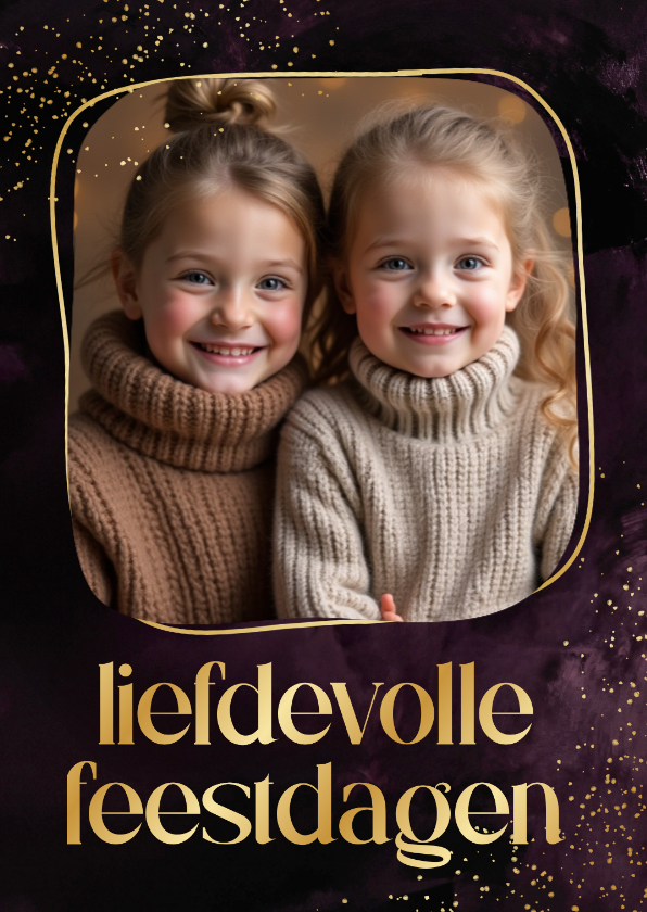 Kerstkaarten - Stijlvol kerstkaartje liefdevolle feestdagen foto paars goud