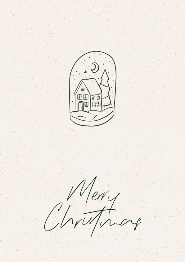 Kerstkaarten - Stijlvol kerstkaartje met illustratie van huisje in stolp