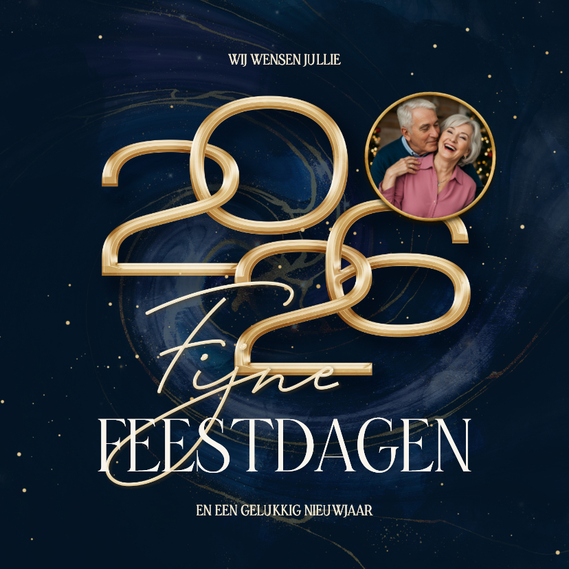 Stijlvolle 2026 kerstkaart met marmer swirl - Kerstkaarten Kerstkaarten - Stijlvolle 2026 kerstkaart met marmer swirl