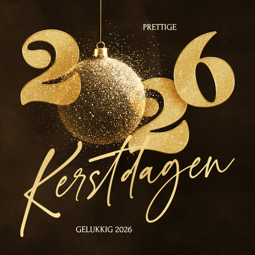 Kerstkaarten - Stijlvolle 2026 kerstkaart met sprankelende kerstbal