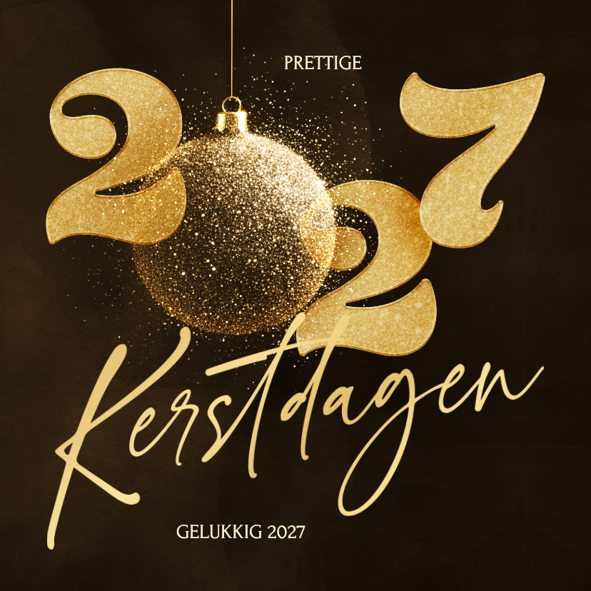 Kerstkaarten - Stijlvolle 2027 kerstkaart met sprankelende kerstbal