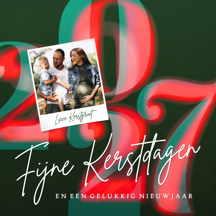 Kerstkaarten - Stijlvolle foto kerstkaart 2027 groen