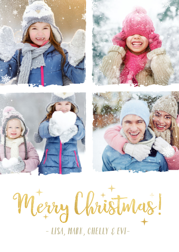 Stijlvolle kerst fotocollage kaart met een witte achtergrond - Kerstkaarten Kerstkaarten - Stijlvolle kerst fotocollage kaart met een witte achtergrond
