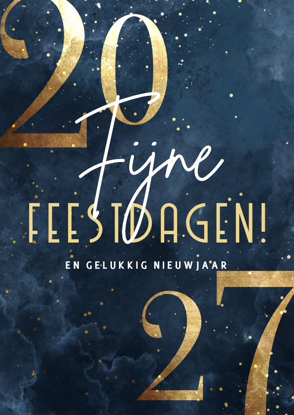 Kerstkaarten - Stijlvolle kerstkaart 2027 goudlook met sparkles