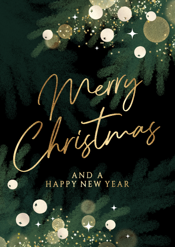 Kerstkaarten - Stijlvolle kerstkaart dennentakjes en besjes