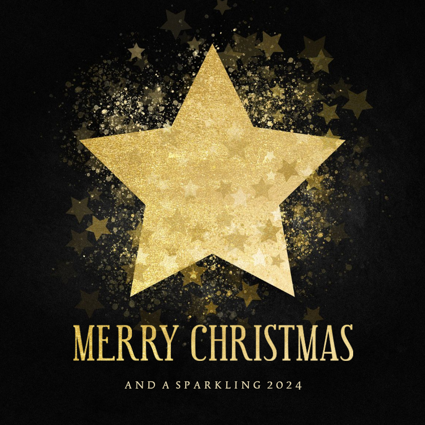 Stijlvolle kerstkaart gouden ster Merry Christmas - Kerstkaarten Kerstkaarten - Stijlvolle kerstkaart gouden ster Merry Christmas