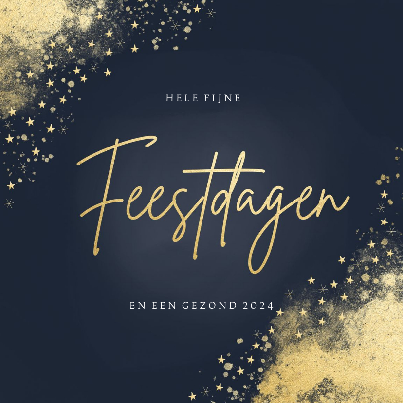 Stijlvolle kerstkaart gouden typo en sterren donkerblauw - Kerstkaarten Kerstkaarten - Stijlvolle kerstkaart gouden typo en sterren donkerblauw