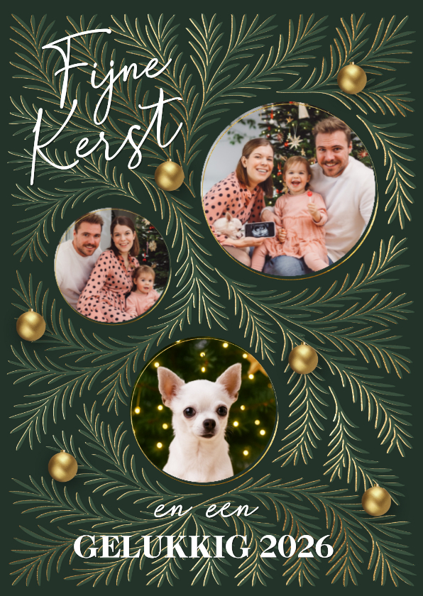 Kerstkaarten - Stijlvolle kerstkaart met drie foto's