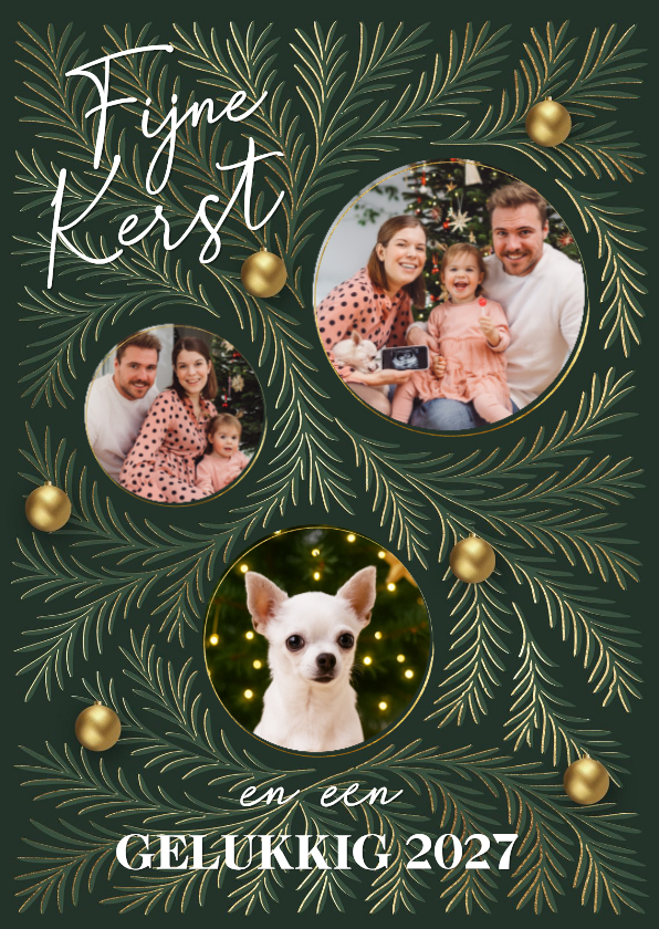 Kerstkaarten - Stijlvolle kerstkaart met drie foto's