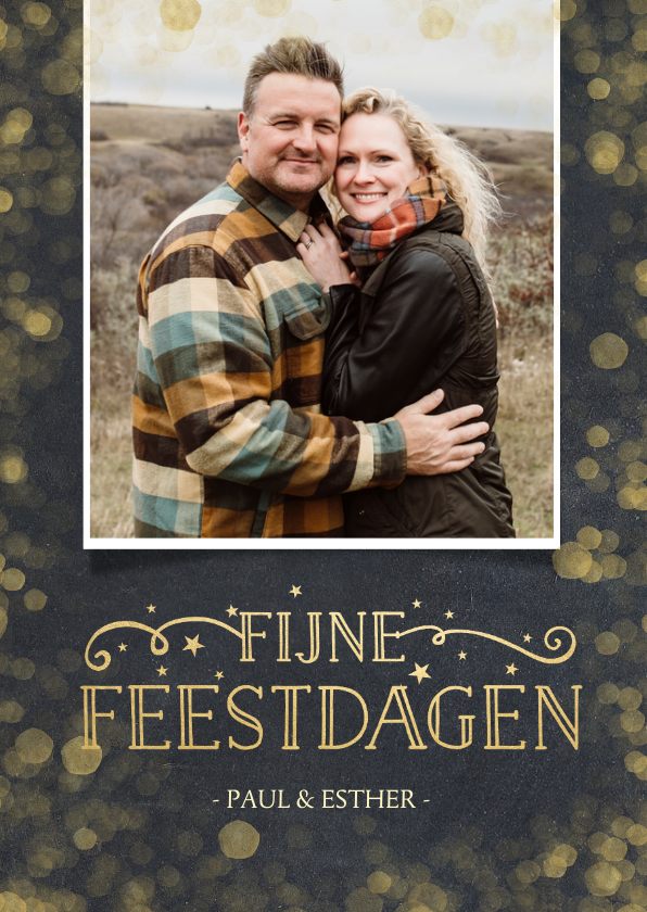 Stijlvolle kerstkaart met een krijtbord achtergrond en goud - Kerstkaarten Kerstkaarten - Stijlvolle kerstkaart met een krijtbord achtergrond en goud