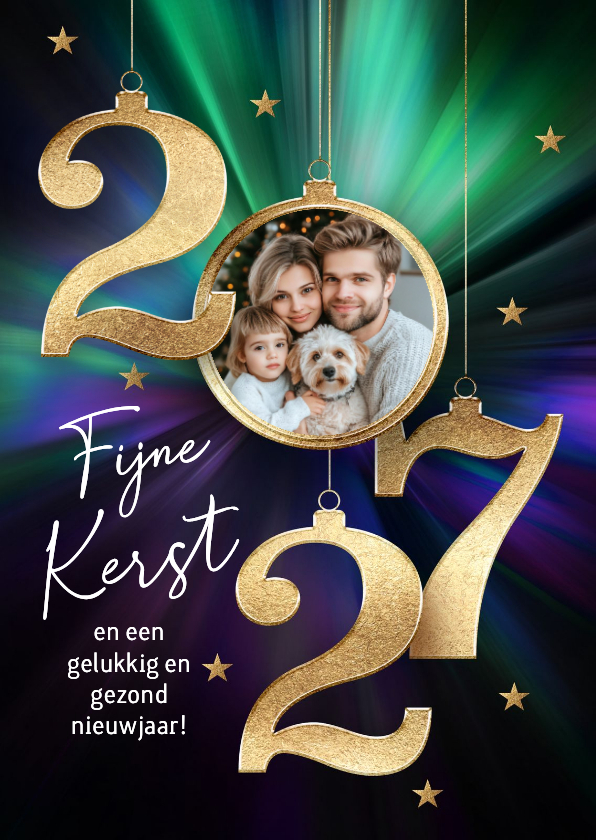 Stijlvolle kerstkaart met foto en 2027 - Kerstkaarten Kerstkaarten - Stijlvolle kerstkaart met foto en 2027