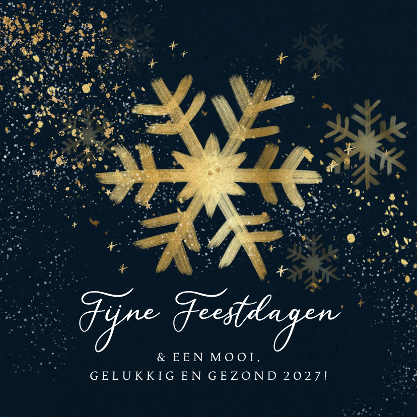 Stijlvolle kerstkaart met geschilderde kerstster goudlook - Kerstkaarten Kerstkaarten - Stijlvolle kerstkaart met geschilderde kerstster goudlook
