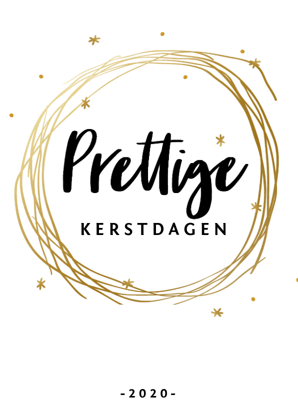 Stijlvolle kerstkaart met gouden krans en sterretjes - Kerstkaarten Kerstkaarten - Stijlvolle kerstkaart met gouden krans en sterretjes