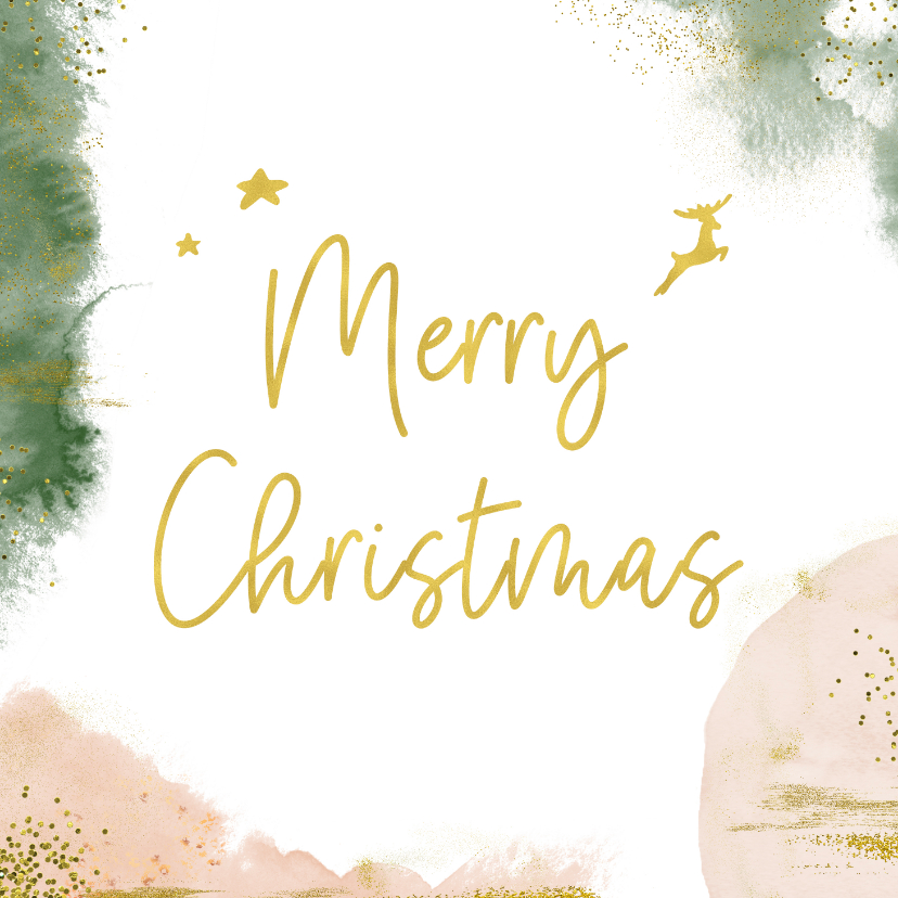 Stijlvolle kerstkaart met goudlook en waterverf - Kerstkaarten Kerstkaarten - Stijlvolle kerstkaart met goudlook en waterverf