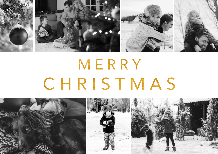 Stijlvolle kerstkaart met zwart witte fotocollage - Kerstkaarten Kerstkaarten - Stijlvolle kerstkaart met zwart witte fotocollage