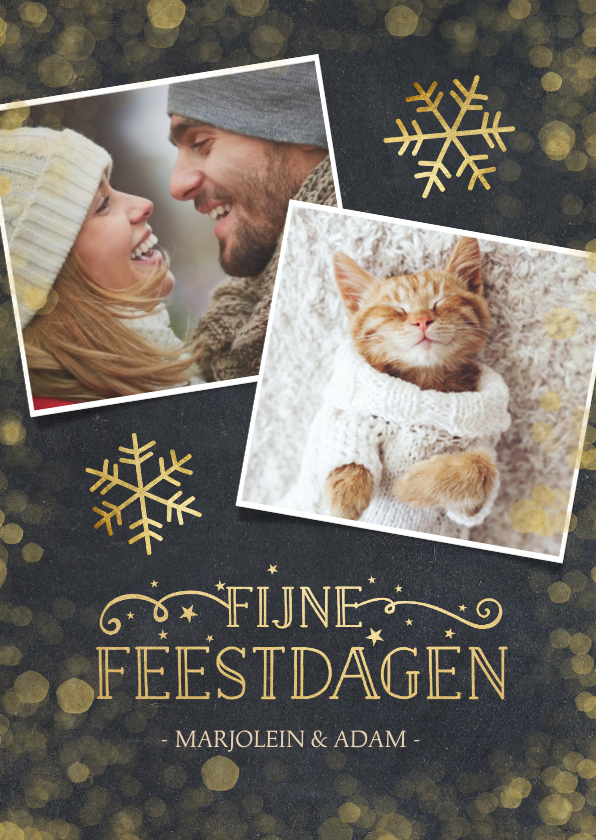 Stijlvolle kerstkaart met zwarte achtergrond en goudlook - Kerstkaarten Kerstkaarten - Stijlvolle kerstkaart met zwarte achtergrond en goudlook