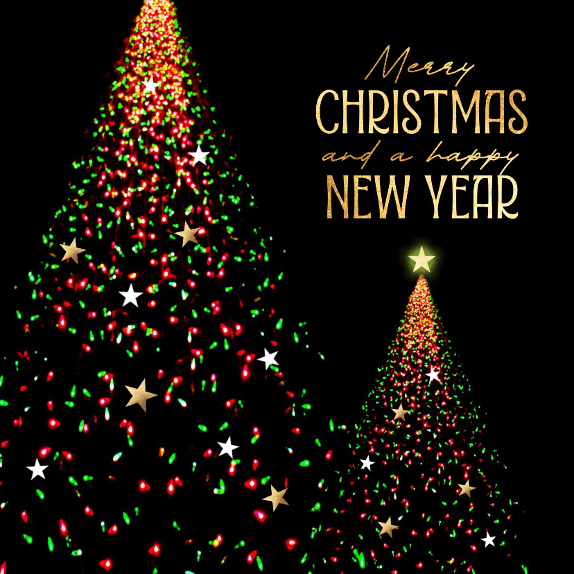 Stijlvolle kerstkaart sjieke kerstboom licht lampjes - Kerstkaarten Kerstkaarten - Stijlvolle kerstkaart sjieke kerstboom licht lampjes