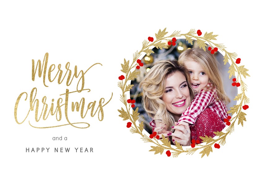 Stijlvolle klassieke kerstkaart foto krans - Kerstkaarten Kerstkaarten - Stijlvolle klassieke kerstkaart foto krans