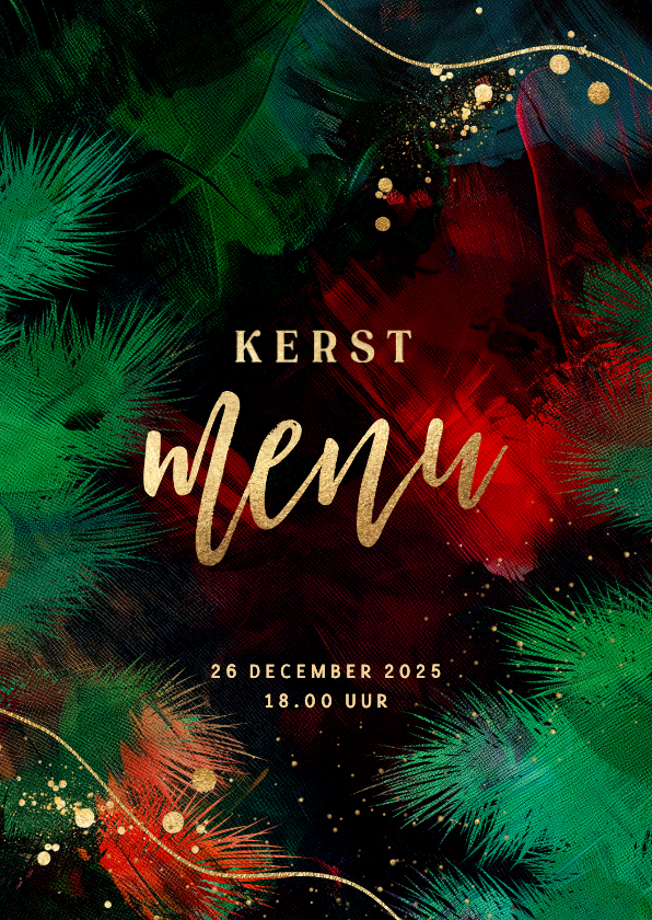 Kerstkaarten - Stijlvolle menukaart kerst