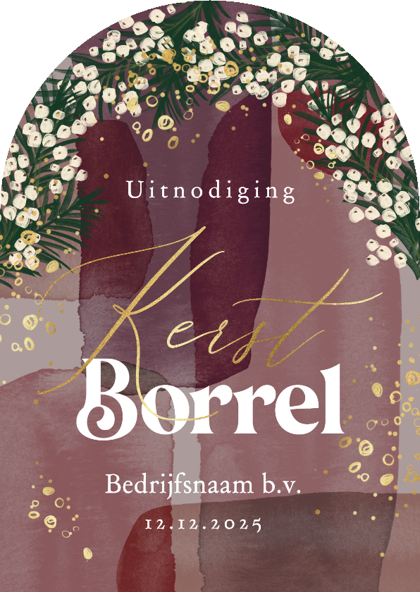 Stijlvolle uitnodiging kerstborrel watercolor bubbels - Kerstkaarten Kerstkaarten - Stijlvolle uitnodiging kerstborrel watercolor bubbels