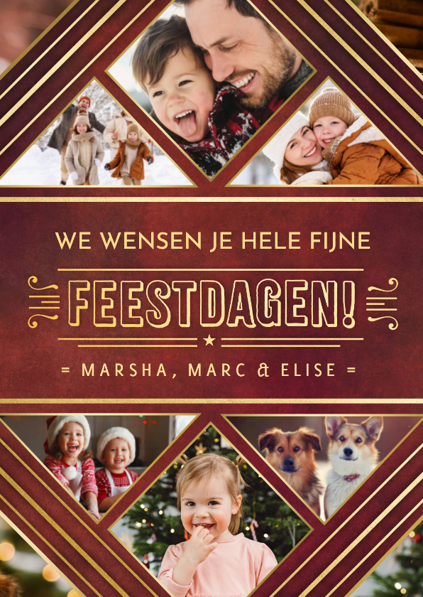 Stijlvolle vintage art-deco kerstkaart met eigen foto's - Kerstkaarten Kerstkaarten - Stijlvolle vintage art-deco kerstkaart met eigen foto's