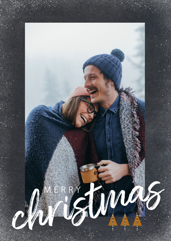 Trendy kerstkaart met foto en merry christmas - Kerstkaarten Kerstkaarten - Trendy kerstkaart met foto en merry christmas