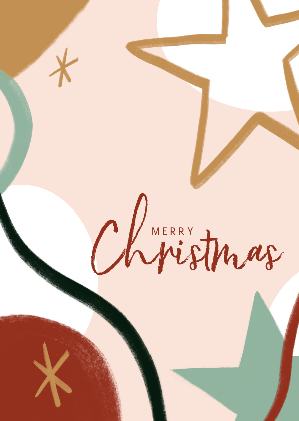 Trendy kerstkaart met merry christmas en sterren illustratie - Kerstkaarten Kerstkaarten - Trendy kerstkaart met merry christmas en sterren illustratie