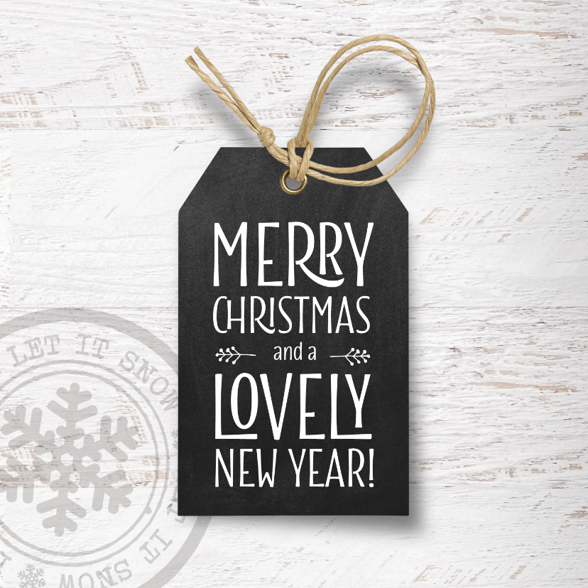 Kerstkaarten - Trendy kerstkaart zwart label wit hout