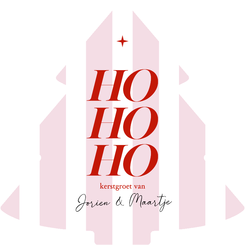 Trendy roze gestreepte kerstkaart ho ho ho - Kerstkaarten Kerstkaarten - Trendy roze gestreepte kerstkaart ho ho ho