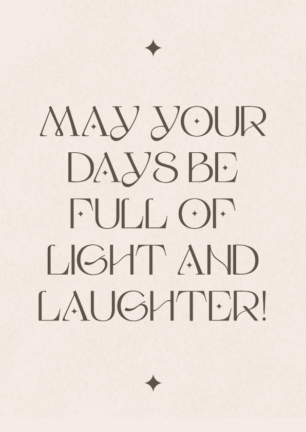 Typografische kerstkaart light and laughter zandkleur - Kerstkaarten Kerstkaarten - Typografische kerstkaart light and laughter zandkleur