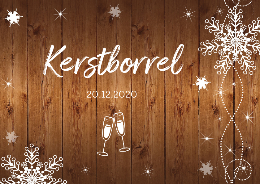 Uitnodiging kerstborrel houtprint - Kerstkaarten Kerstkaarten - Uitnodiging kerstborrel houtprint