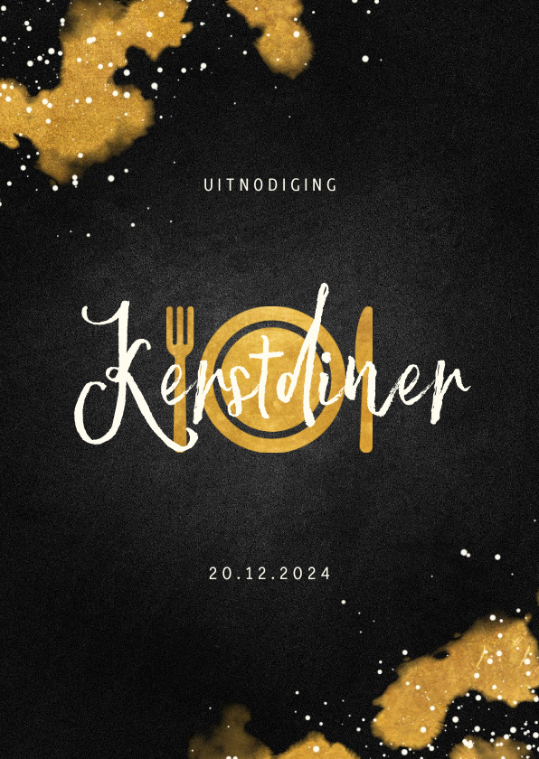 Uitnodiging kerstdiner met gouden bestek - Kerstkaarten Kerstkaarten - Uitnodiging kerstdiner met gouden bestek