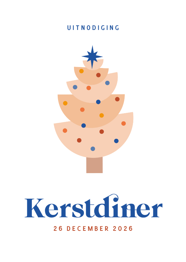 Uitnodiging kerstdiner met modern kerstboompje - Kerstkaarten Kerstkaarten - Uitnodiging kerstdiner met modern kerstboompje