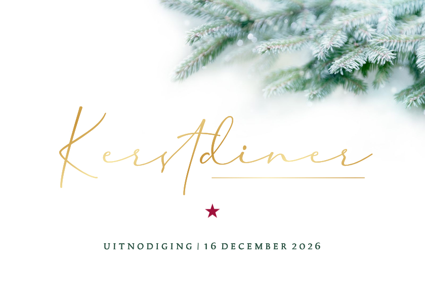 Uitnodiging kerstdiner stijlvol dennentakjes - Kerstkaarten Kerstkaarten - Uitnodiging kerstdiner stijlvol dennentakjes