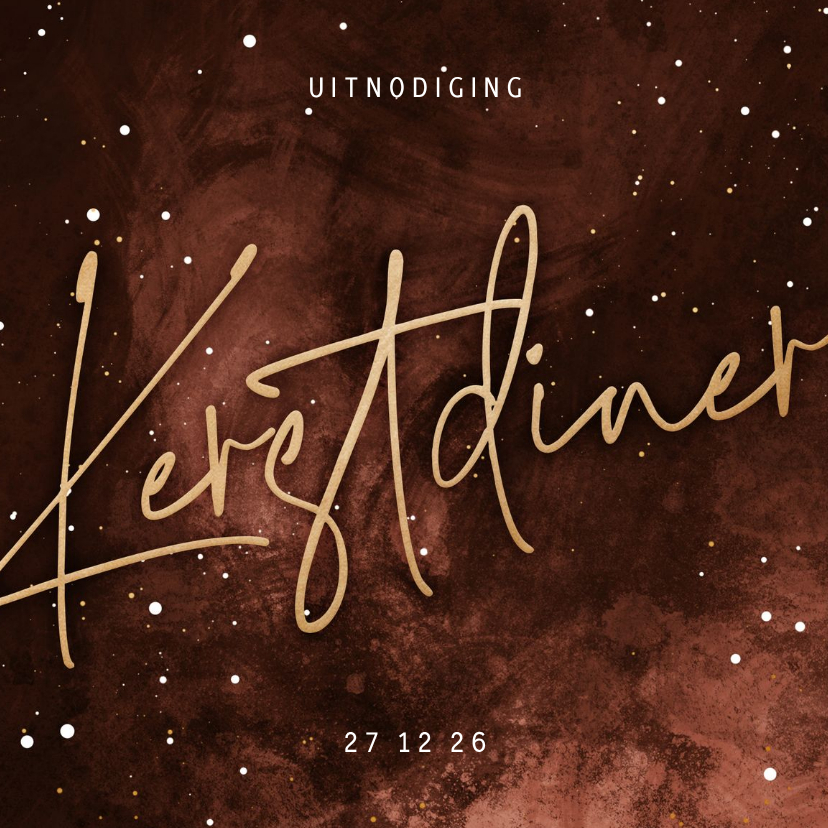Uitnodiging kerstdiner stijlvol roestkleur - Kerstkaarten Kerstkaarten - Uitnodiging kerstdiner stijlvol roestkleur