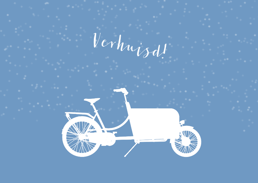 Verhuiskaart bakfiets en kerstboom - Kerstkaarten Kerstkaarten - Verhuiskaart bakfiets en kerstboom
