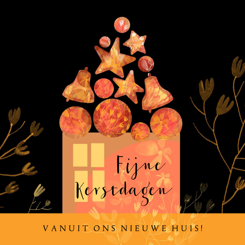 Verhuiskaart met kerst elementen - Kerstkaarten Kerstkaarten - Verhuiskaart met kerst elementen