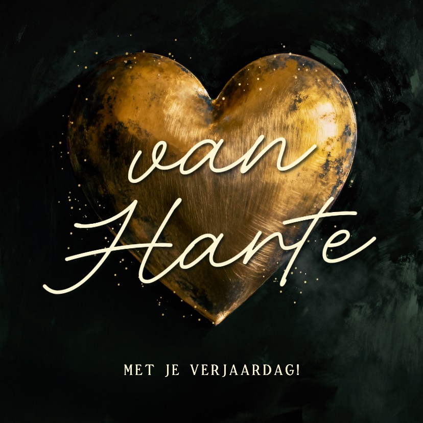 Verjaardagskaartje kerst van harte gouden hart - Kerstkaarten Kerstkaarten - Verjaardagskaartje kerst van harte gouden hart