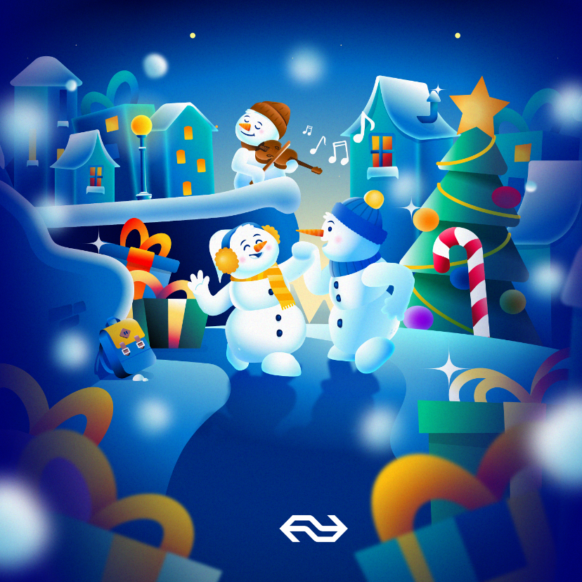 Vierkant kerstkaartje NS Wintercity - Kerstkaarten Kerstkaarten - Vierkant kerstkaartje NS Wintercity