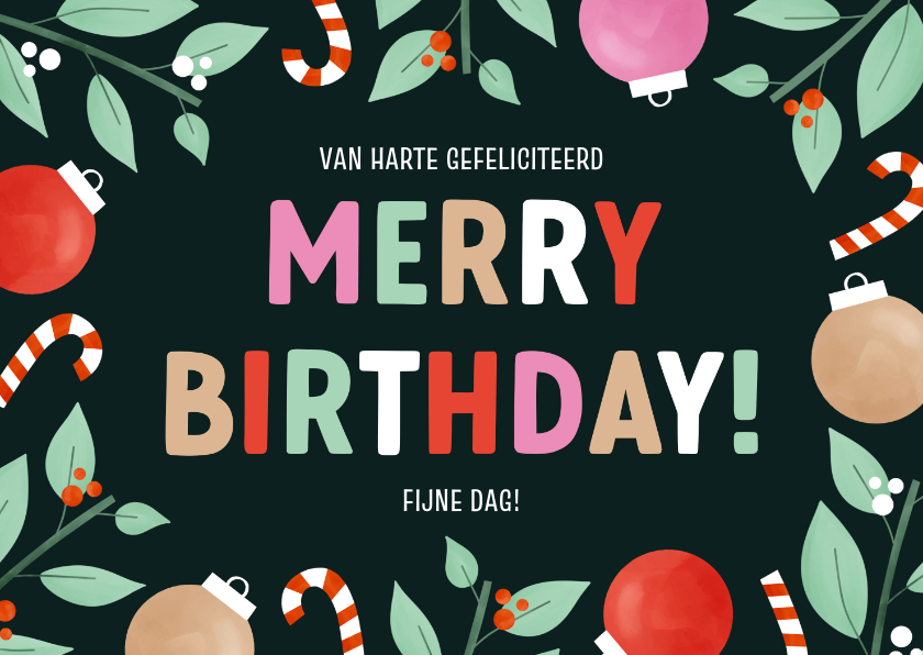 Kerstkaarten - Vrolijk kaartje kerstverjaardag merry birthday patroontje