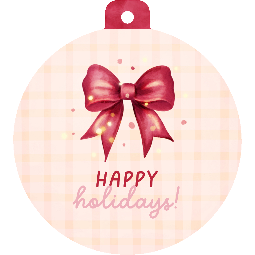 Vrolijk kerstkaartje met strik in kerstbalvorm - Kerstkaarten Kerstkaarten - Vrolijk kerstkaartje met strik in kerstbalvorm