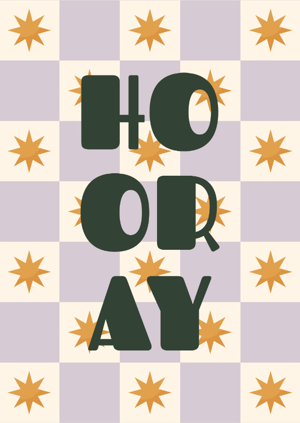 Kerstkaarten - Vrolijke kerst verjaardagskaart hooray met sterren