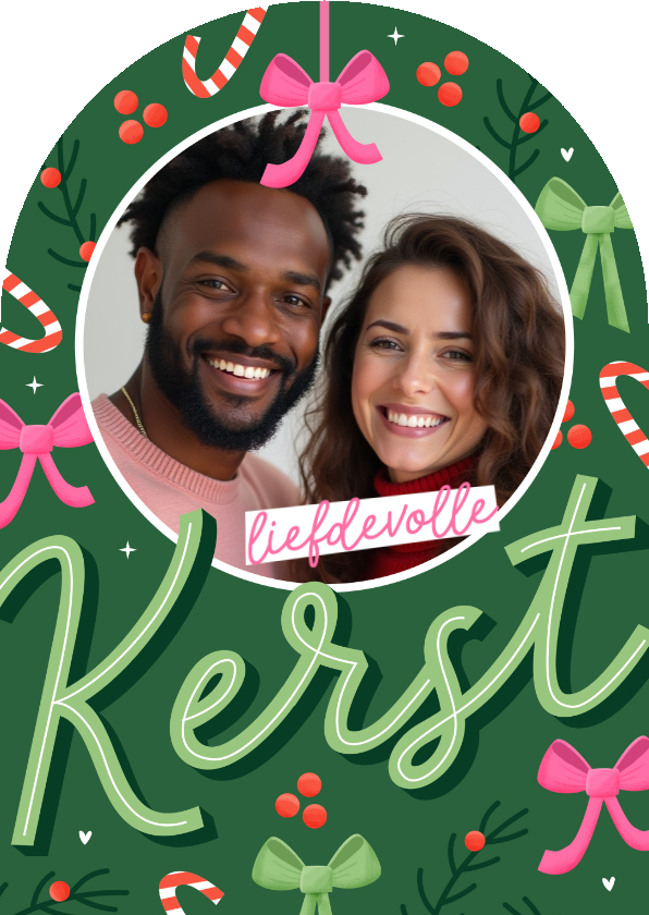 Vrolijke kerstkaart boogvorm met foto en typografie - Kerstkaarten Kerstkaarten - Vrolijke kerstkaart boogvorm met foto en typografie