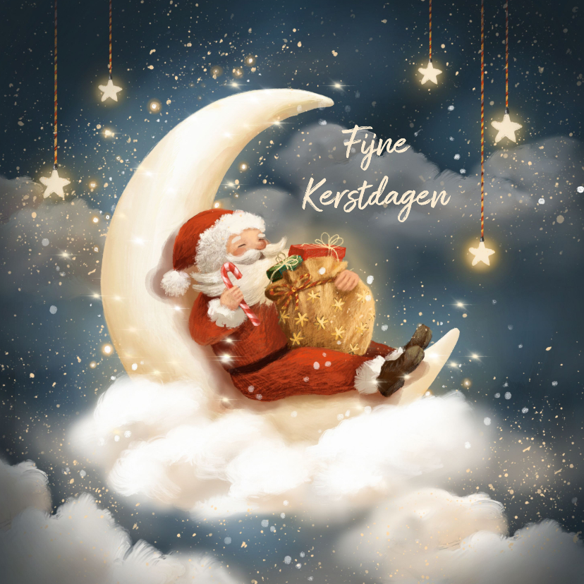 Kerstkaarten - Vrolijke kerstkaart met de kerstman op de maan!