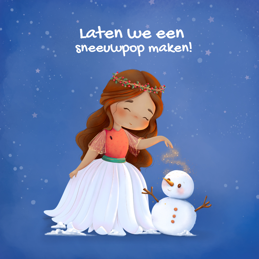 Winterkaart laten we een sneeuwpop maken - Kerstkaarten Kerstkaarten - Winterkaart laten we een sneeuwpop maken