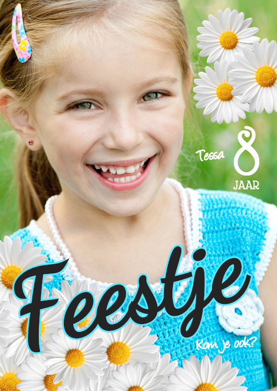 Bloemen uitnodiging meisje - Kinderfeestjes Kinderfeestjes - Bloemen uitnodiging meisje