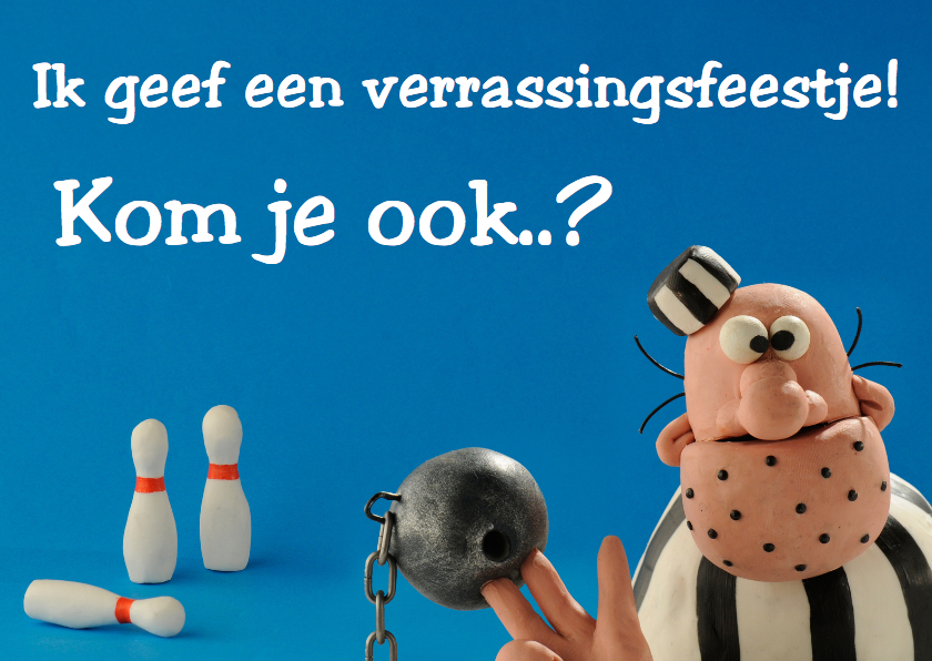 Boef Brom met bowlingbal - Kinderfeestjes Kinderfeestjes - Boef Brom met bowlingbal