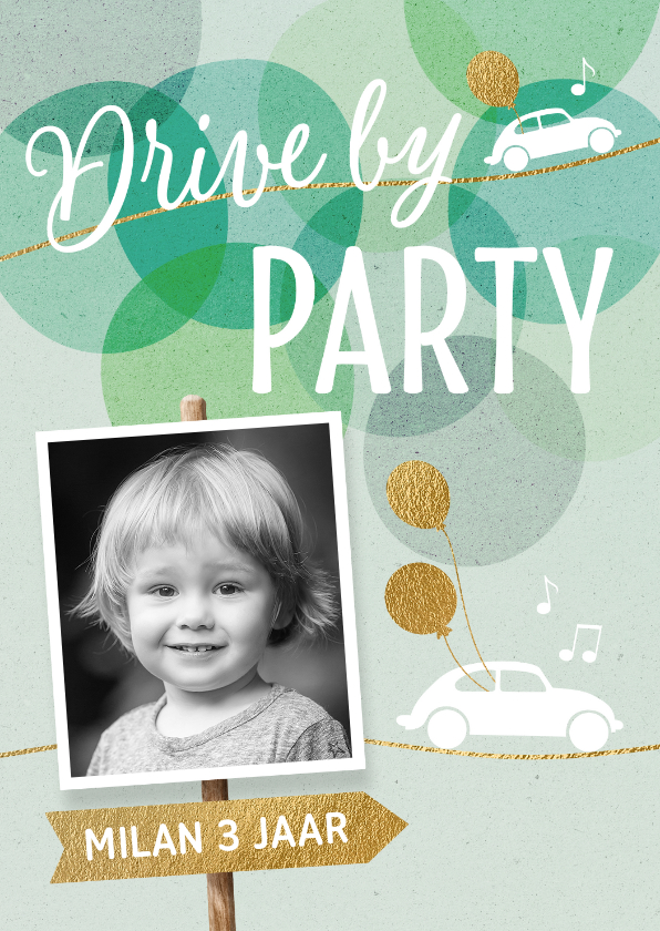 Drive By uitnodiging verjaardag kind jongen - Kinderfeestjes Kinderfeestjes - Drive By uitnodiging verjaardag kind jongen