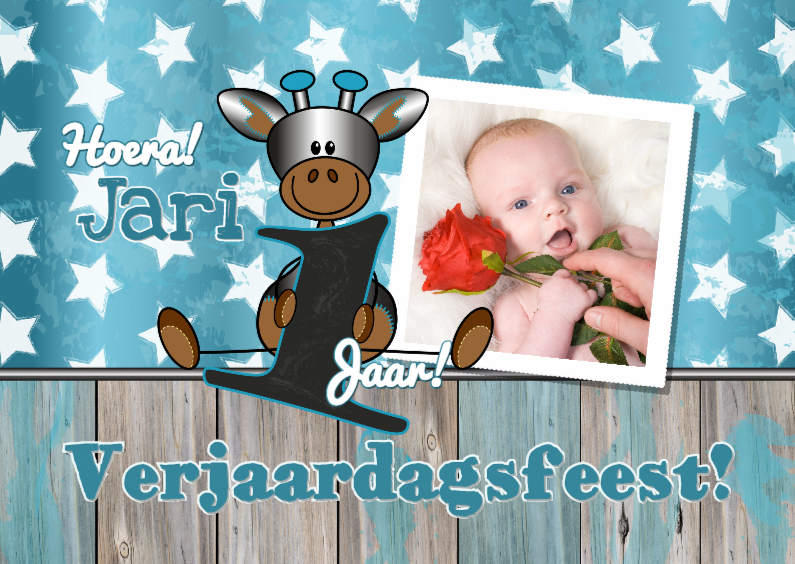 Feestje! Giraffe 1 jaar. Foto L - Kinderfeestjes Kinderfeestjes - Feestje! Giraffe 1 jaar. Foto L